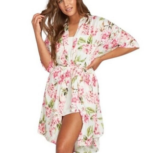 Show Me Your Mumu Womens One Size White Floral Robe With Tie‎